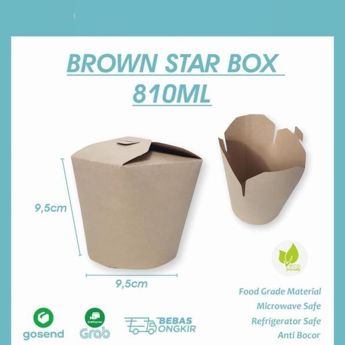 Food Pail Mangkok Star Box Paper Kraft Rice Box Catering 550Ml 810Ml Berkualitas
