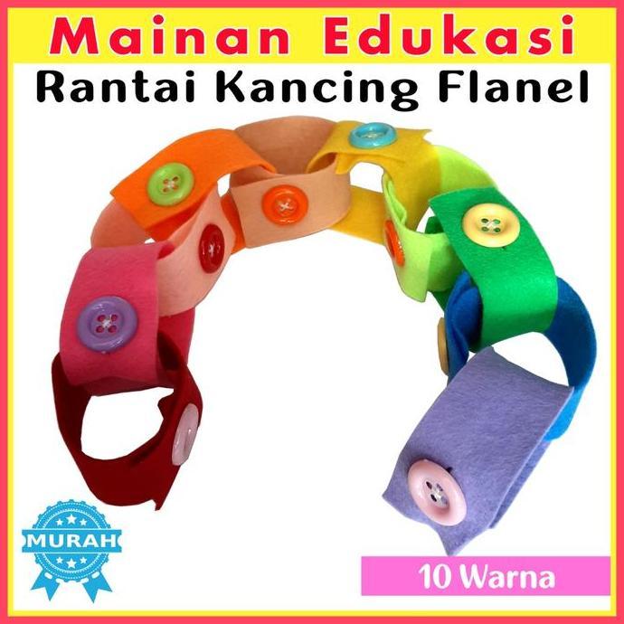 Mainan edukasi Mengancing RANTAI FLANEL dengan kancing, Sensory Play Montessori Toys