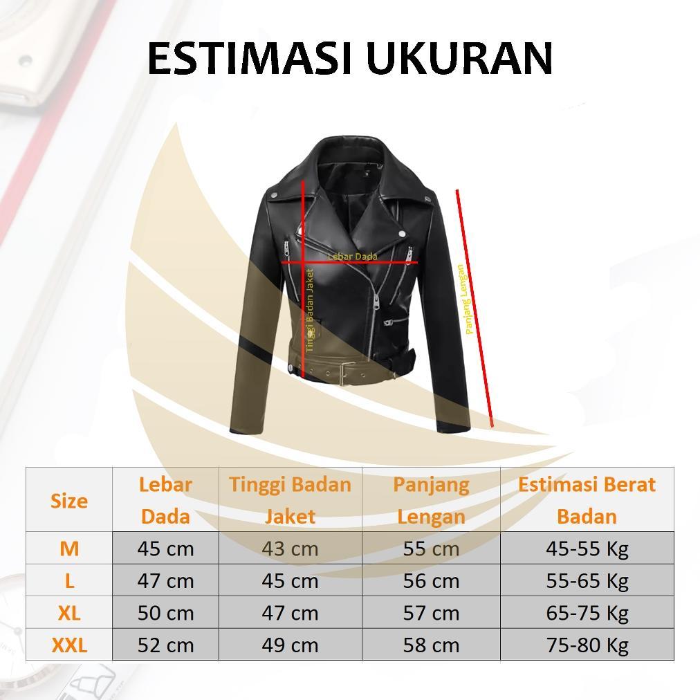 DISKON Delaris Jaket Crop Wanita Bikers Kulit Sintetis Vienna Hitam
