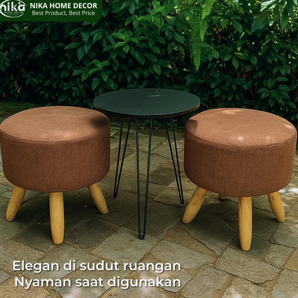 Paket Stool Set 2 Kursi dan 1 Meja Sofa Bulat Estetik Minimalis Ruang Tamu Kuat Berkualitas