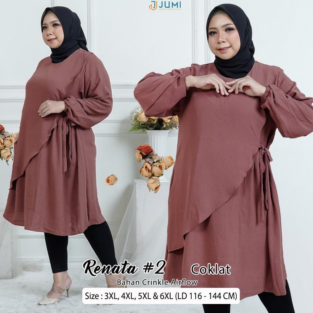 OFFICIAL Tunik Jumbo Polos Premium LD 116, 124, 134 & 144 cm | Baju Kuliah & Kerja | Renata Tunik