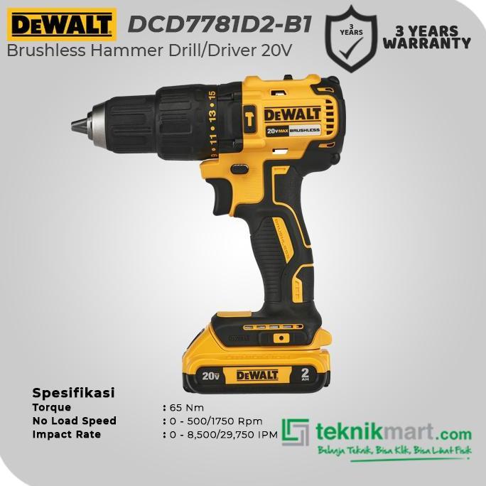 Dewalt Brushless Impact Drill / Bor Impact Baterai 20Volt DCD7781D2