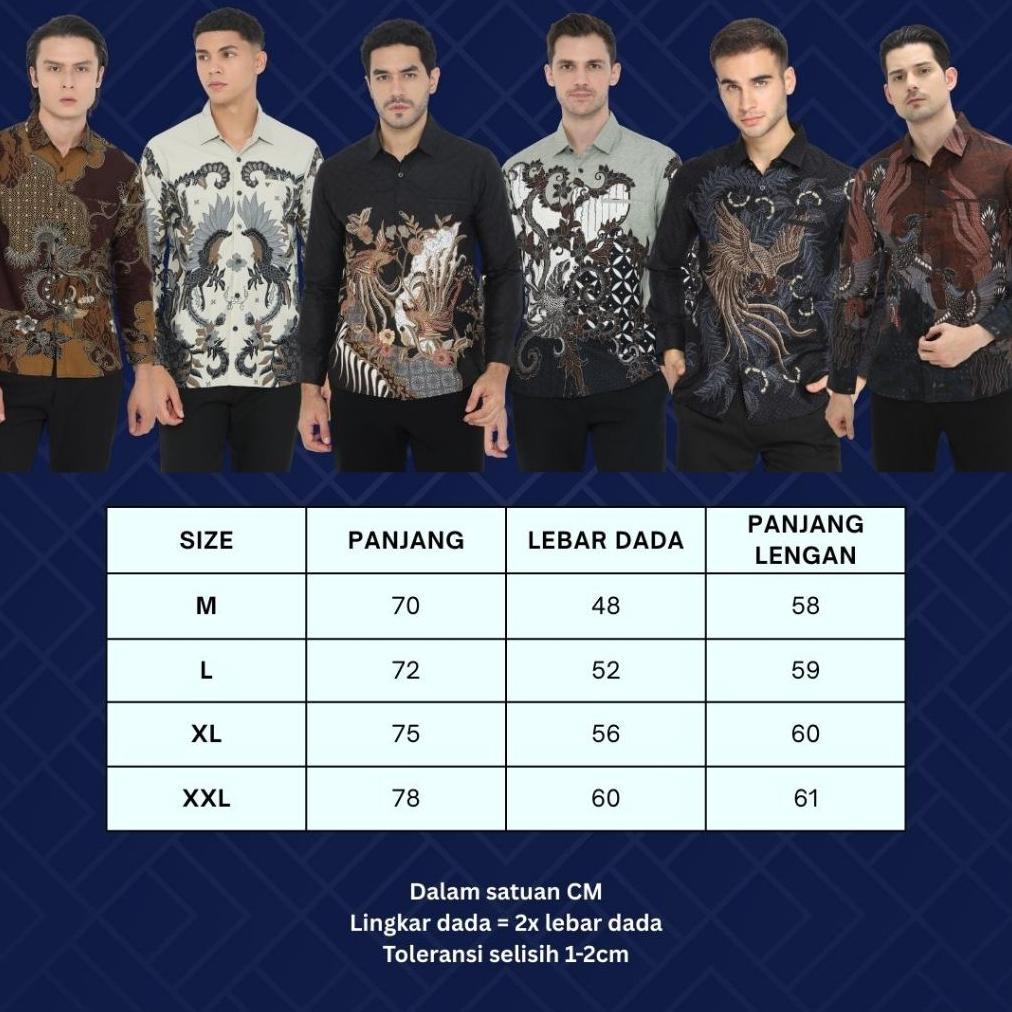 Dancus Kemeja Batik Pria Atasan Batik Modern Baju Batik Lengan Panjang Pria