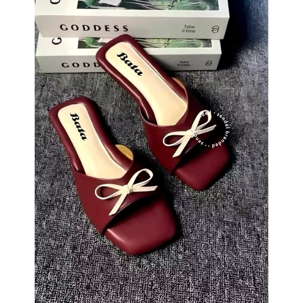 Official Sandal Wanita Bata Sendal Teplek Casual Platform Kekinian Pita Flat Shoes Cewek