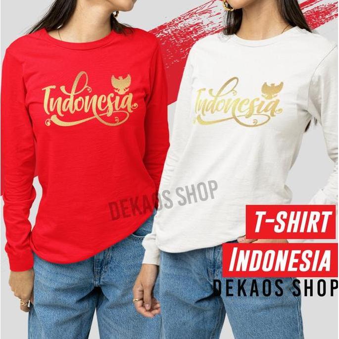 KAOS MERAH PUTIH AGUSTUSAN LENGAN PANJANG KAOS 17 AGUSTUS PRIA WANITA ANAK BAJU AGUSTUSAN LENGAN PAN