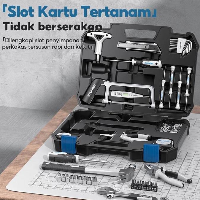 Grosir [ 100% Ori ] Hyundai Bor Listrik Set Lengkap Tool Box Alat Perkakas Baterai Cordless Tang Obe