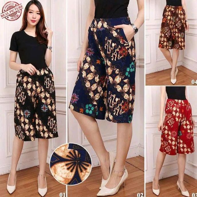 JUAL Kulot pendek katun batik 7/8 / kulot motif batik katun streach JUAL