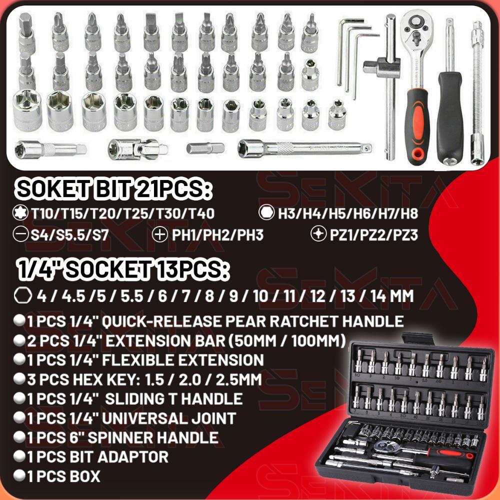 MURAH SET KUNCI SOK SHOCK 46 PCS LENGKAP - ALAT PERKAKAS KUNCI RING