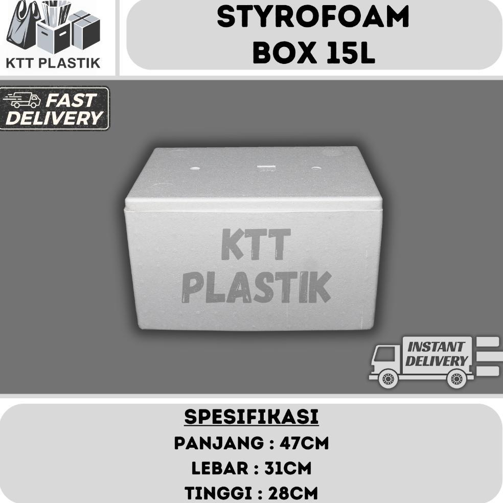 [Instant] Styrofoam Box 15 Liter - Kotak Styrofoam Pendingin Ikan Makanan Es Batu 47X31X28