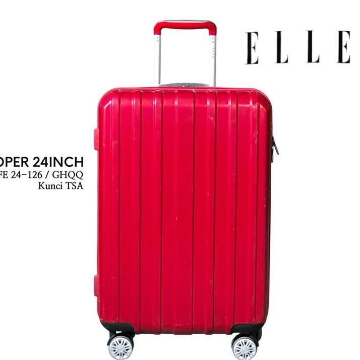 *Khusus Batam* Koper Fyber 24Inch Travel Bag Bahan Pp Tsa Lock Elle Brand Original Roda 4 Berputar K