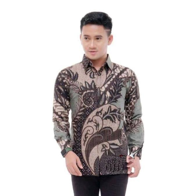 PROMO Kemeja Batik Pria Lengan Panjang Motif Kate Katun Kain Kerja Keren Mewah Santai Hem Pekalongan