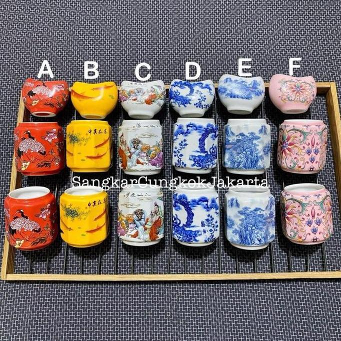 NEW CEPUK KERAMIK SANGKAR BURUNG BESAR MURAI HWAMEI ANIS SET 3PCS ORI