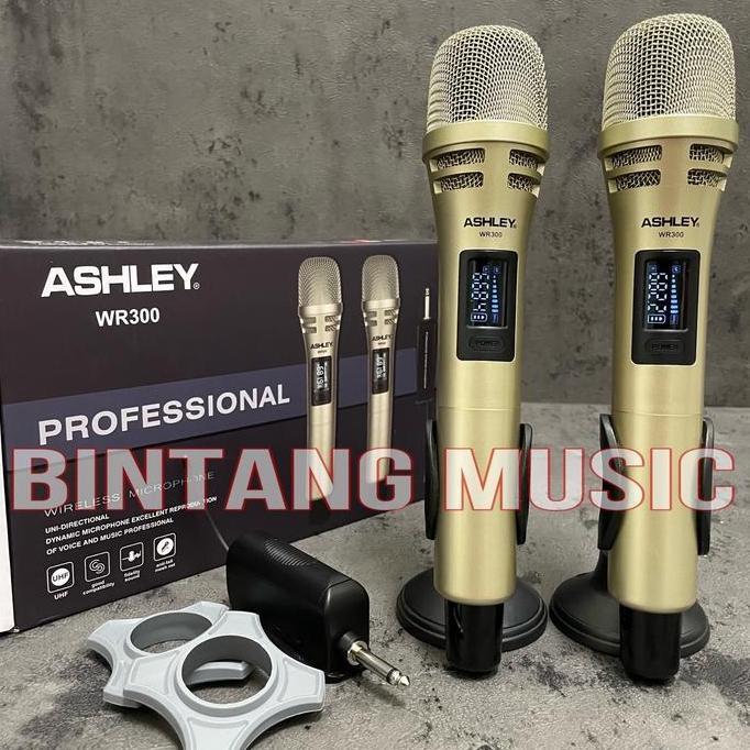 Murah Mic Wireless Ashley Wr300 Original Free Busa Ashley Wr 300 Microphone Hitam
