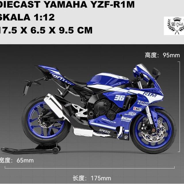 Diecast Sepeda Motor Bike Yamaha Yzf R1M Skala 112