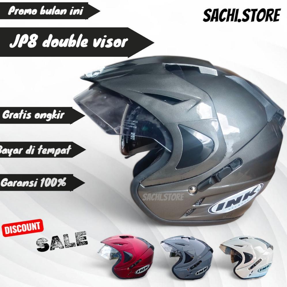 hot deals helm ink double visor jp8 helm sni free sticker / helm jp8 double visor ( bukan ink ori )