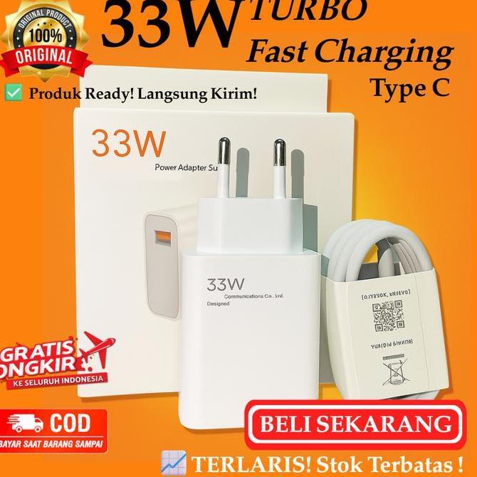 CHARGER XIOMI NOTE 9 PRO 10S 11 12 4G TURBO FAST CHARGING 33W ORIGINAL CASAN CARGER CAS 33 WATT ORI 