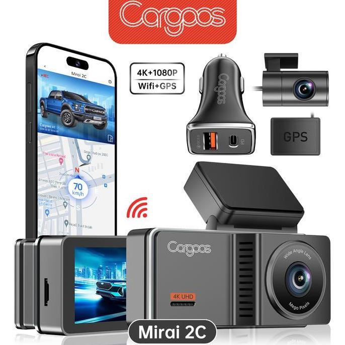 Cargoos Mirai 2C Dashcam 2 Kamera 4K+1080p ADAS WiFi GPS Monitor Depan Belakang