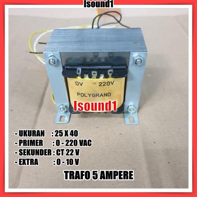 TRAFO POLYGRAND 5 AMPERE TRAVO 5A CT 22 VOLT EXTRA 0 - 10 VOLT TERMURAH