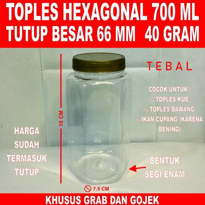 Is 70 Pcs Toples Cupang 700 ml 500 ml Tebal - Toples Plastik Segi Enam 700 ml Hexagonal