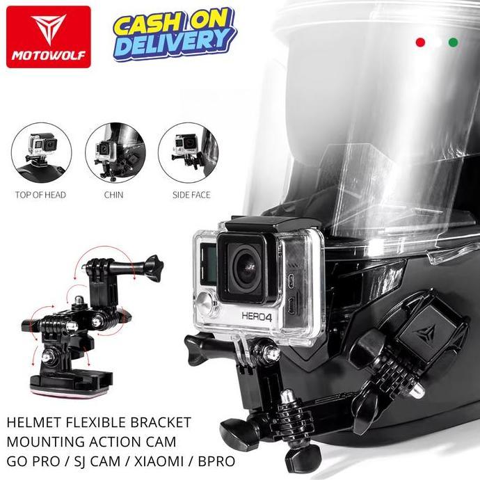 TERLARIS MOUNTING HELM GOPRO MOTOWOLF CHIN MOUNT KAMERA HELM MOTOVLOG ACTION CAM