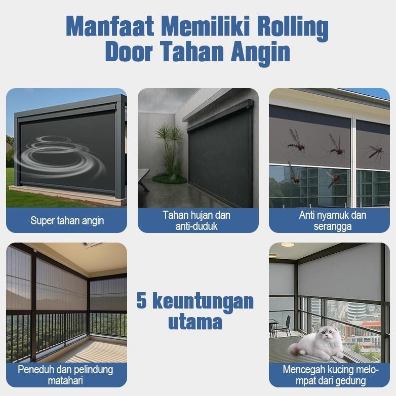 Roller Blind Outdoor Kekuatan Tinggi Tirai Gulung Outdoor Tahan Hujan Tirai Outdoor Anti Air