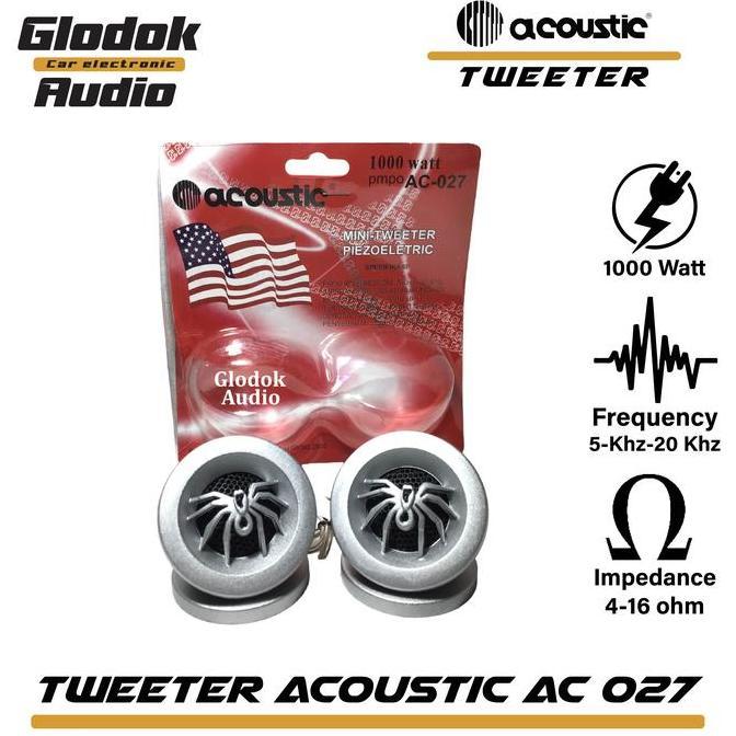 Promo Acoustic Tweeter Mobil Ac 027 Sepasang Car 6907 1000 Watt 5-Khz-20 Khz Impedansi 4-16 Ohm Warn
