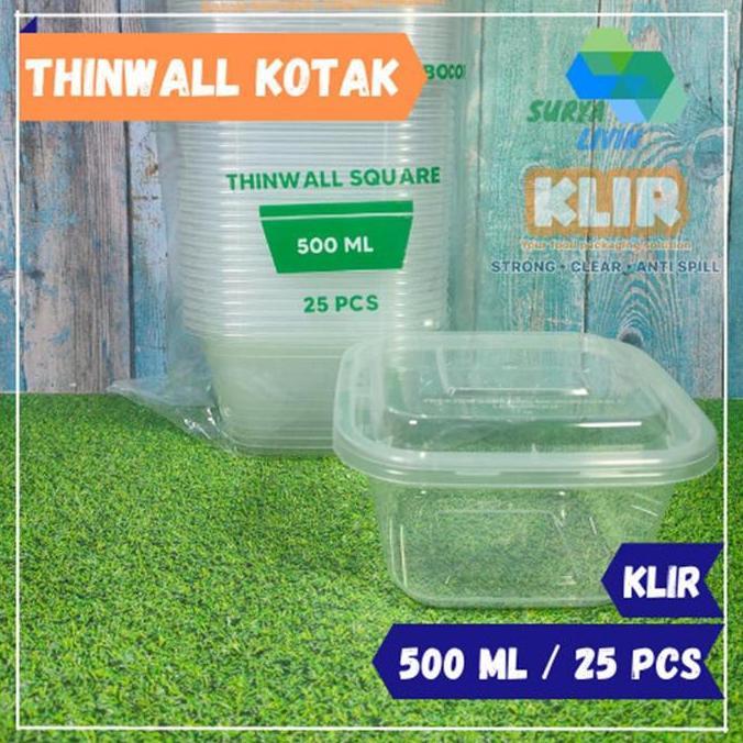 Thinwall Kotak 500 ml (25 pcs) Klir / Thinwall Square / Kotak Kecil