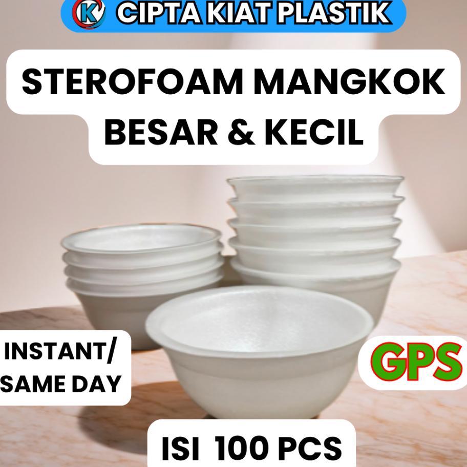Sterofoam Styrofoam Mangkok Besar Kecil Bakso Seblak Merek Gps Isi 100 Pcs