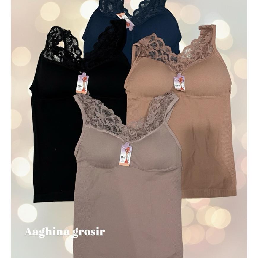 Tanktop Bra Busa Tali Renda - Tanktop Renda Wanita Bra Ada Busa Tanpa Kawat
