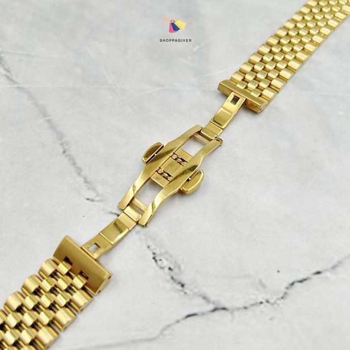 Premium Jubilee Strap Tali Stainless Steel Classic Silver Gold Black Series Clasp Butterfly 18MM 20M