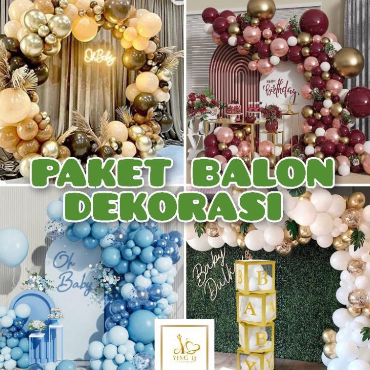 [Gl] Set Balon Dekorasi, Garland, Background Pesta Paket Balon Ulang Tahun