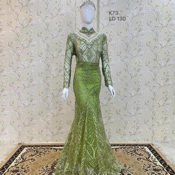 Diskon Sale Kebaya Pengantin Gaun ca Nude ca Lilac Payet Mutiara Slim Dress Wanita Panjang Mewah Lux