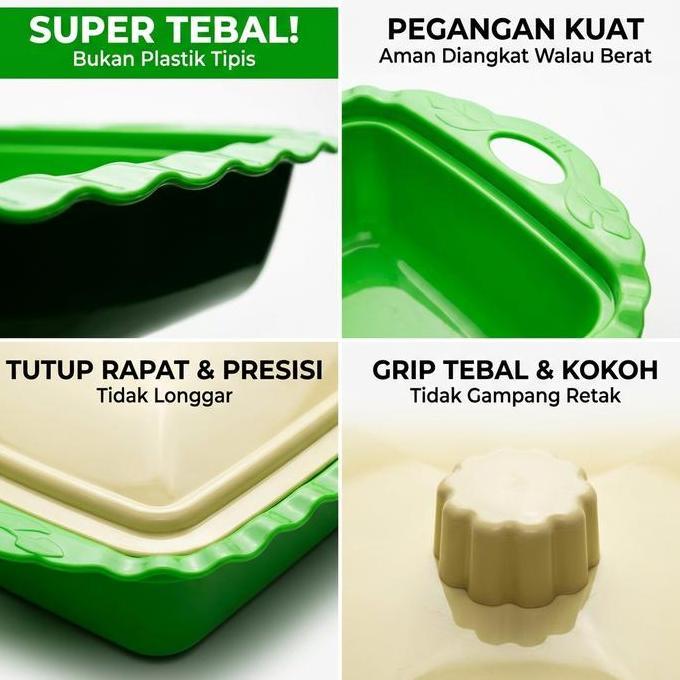 [ 1 Set 4 Pcs ] Wadah Saji Prasmanan Tempat Sayur Basi Basy Lauk Alat Hijau