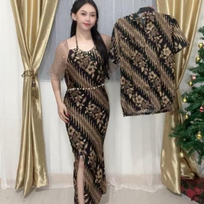 Keepgoing- Dress Batik Mahalini / Dress Batik Nita /Dress Batik Pesta Casual Tile Kondangan Natal Ga