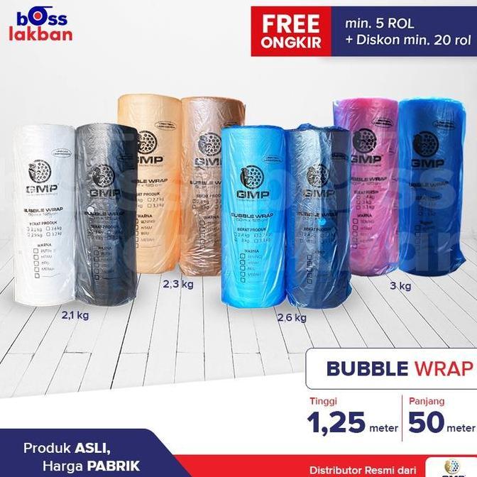 Bubble Wrap GMP 125 cm x 50 meter Hitam Bening Merah Biru