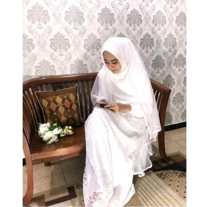 GAUN PENGANTIN SYARI MURAH FULL SET GAUN,VEIL,JILBAB, FREE CADAR