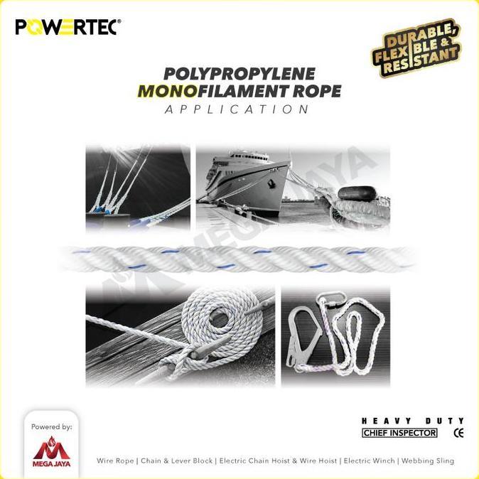 POWERTEC Tali Tambang PP 24mm x 200m Polypropylene PP Mono Rope AS