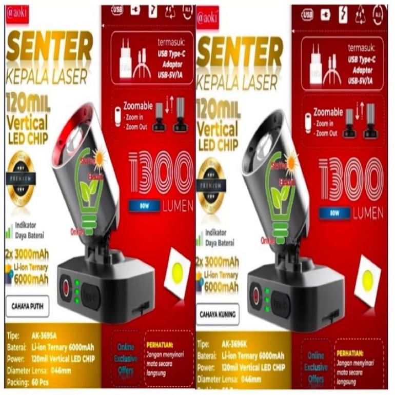 AOKI Senter Kepala 15 W AK-3678L AK-3695A 80W / AOKI Senter Kepala LED Zoom AK-3685A / AK-3686K / AK