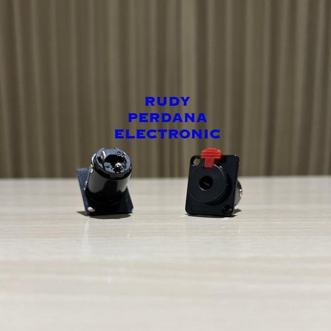 SOCKET SOKET AKAI 6.5MM 6.5 MM FEMALE CEWEK MONO 3P 3 PIN PANEL BODI BODY KOTAK BESI METAL HITAM MOS