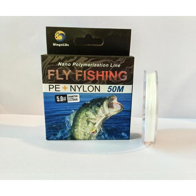 ALAT SENAR PANCING TERBANG 50M BENANG PANCING KUAT ANTI GIGITAN PE + NILON FLY FISHING LINE ANTI KER