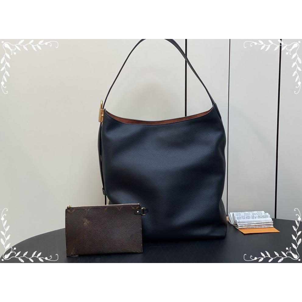 M24974 V_V low key vintage hobo tote foldable underarm commutter bag with zip pouch