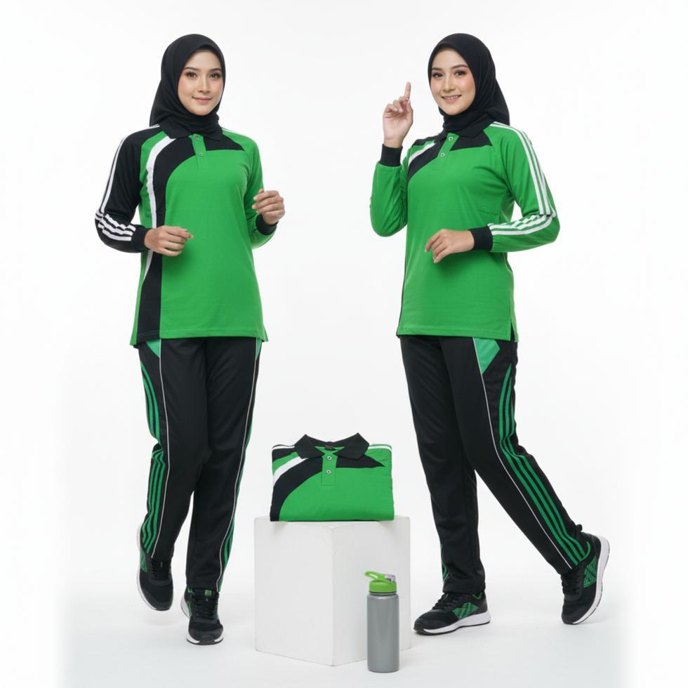 premium setelan training baju olahraga wanita lengan panjang