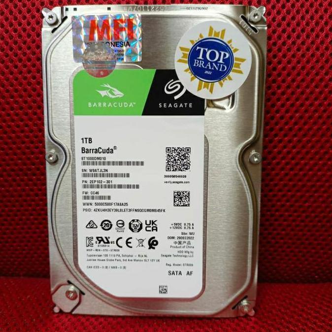 Seagate BarraCuda 1TB Harddisk 3,5inch SATA Resmi - Harddisk Komputer 3.5 Inch
