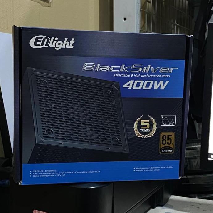 Enlight Black Silver Power Supply 400Watt 85% Efficiency -Enlight PSU 400W