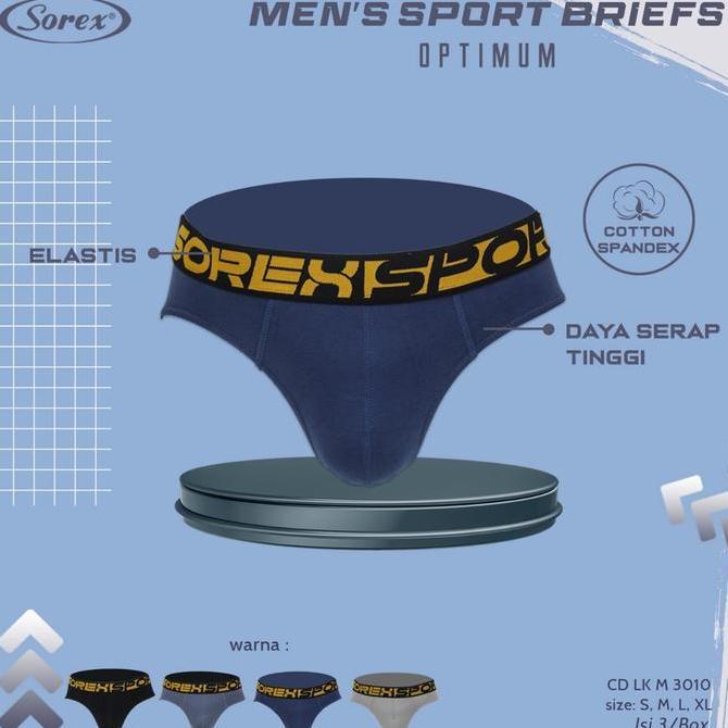 (1 Kotak isi 3 Pcs) Sorex Cd Mens Sport Briefs Cd Lk M 3010 TERLARIS|BEST QUALITY|BEST SELLER