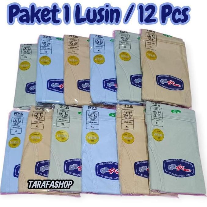 GT Man Paket Hemat 1 Lusin/ 12 Pcs Celana Dalam Pria GT Man Warna Lembut Adem Model 704 BW TERLARIS|