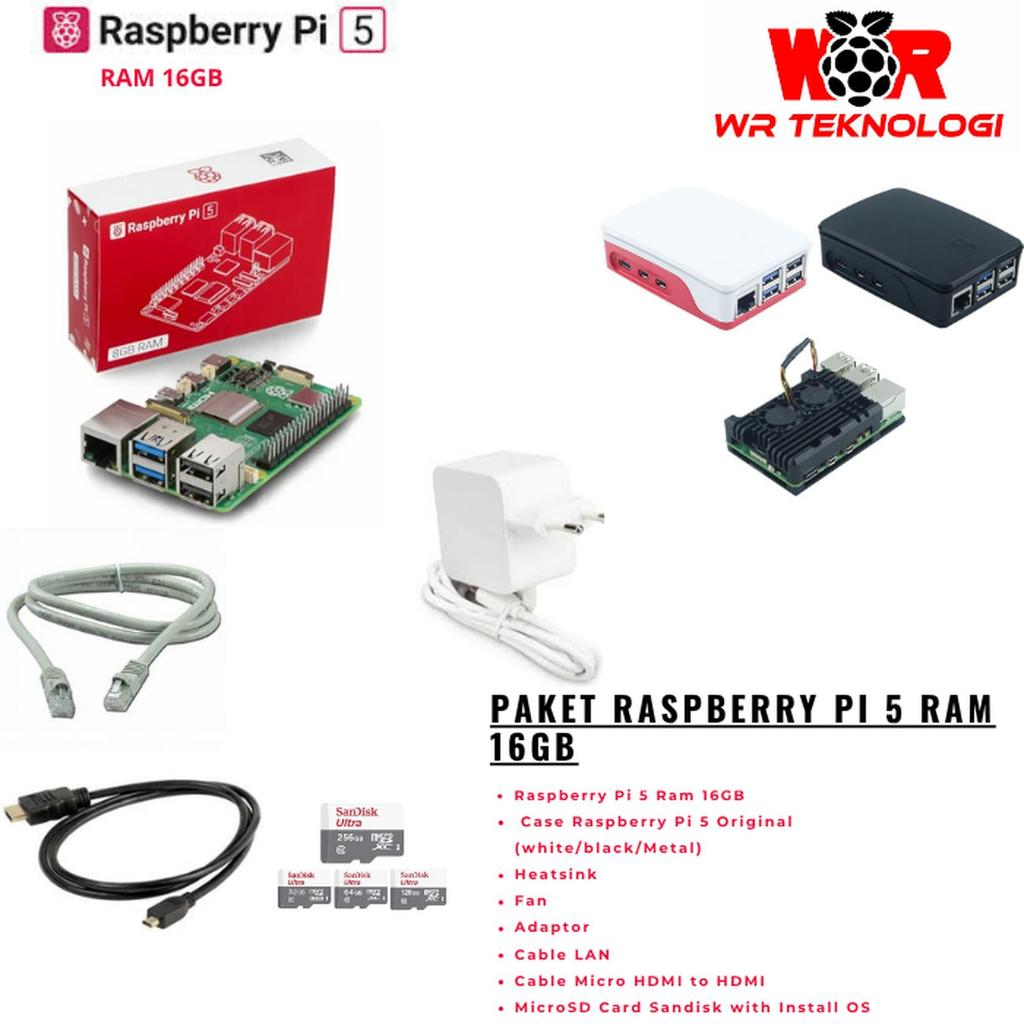 Raspberry Pi 5 RAM 16GB PAKET LENGKAP SIAP PAKAI