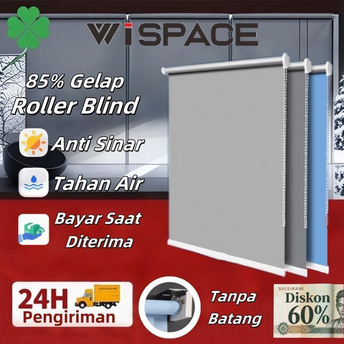 Wispace Roller Blinds Gorden Minimalis Point 85%Dimout Dapur&Kantor Hiasan Dinding Ruang Tamu Tanpa 