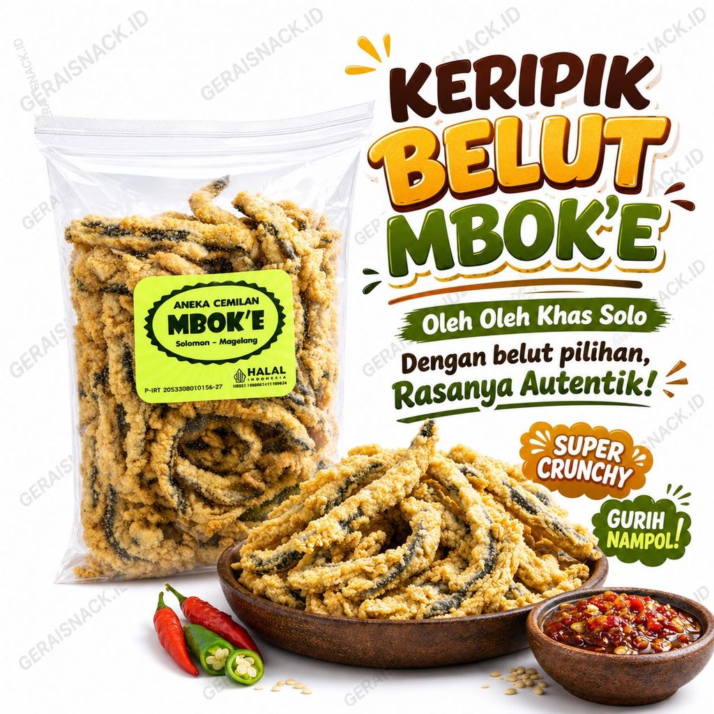 Keripik Belut Mbok'e Premium Gurih Crispy Oleh2 Khas Jogja
