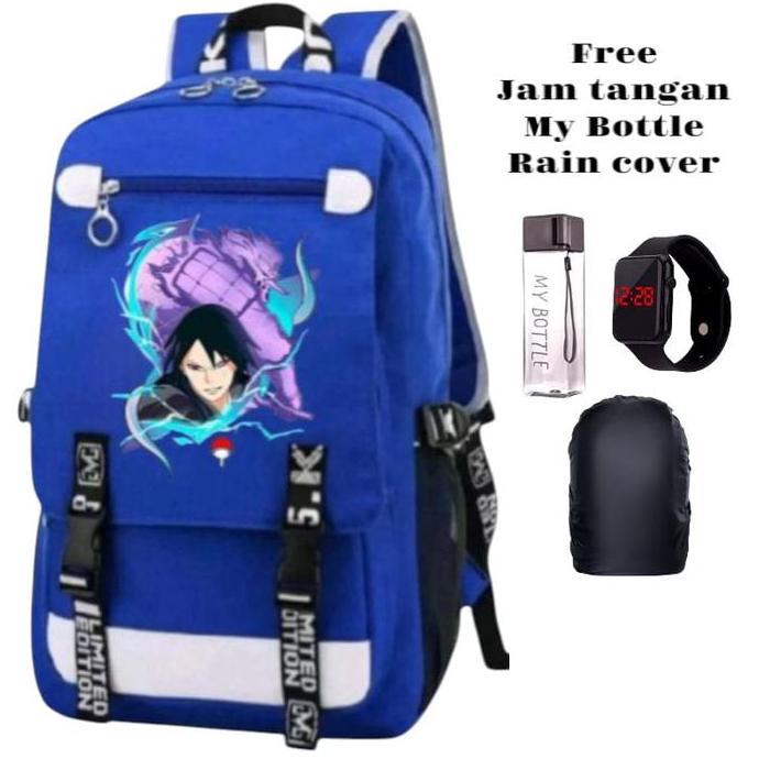 Tas Sekolah Anak TK SDRansel Karakter Anime Keren Warna Hitam Desain Trendi + Free Jam Tangan LED Di